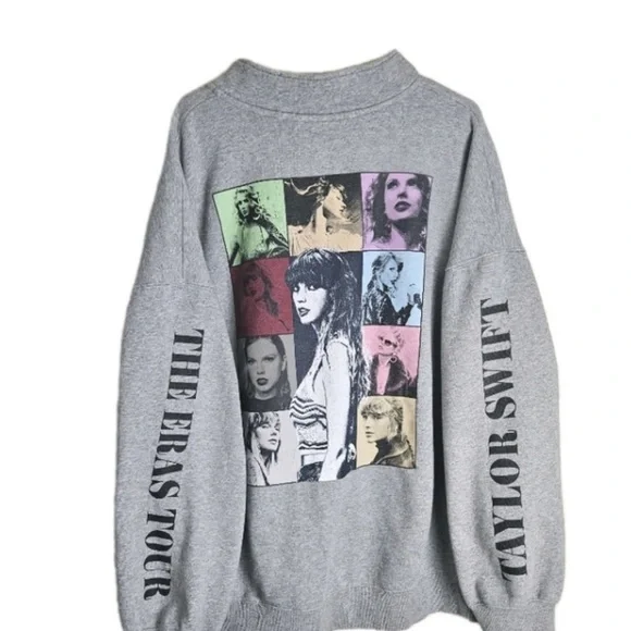 Taylor Swift Gray Graphic quarter zip official merchandise - Picture 1 of 5